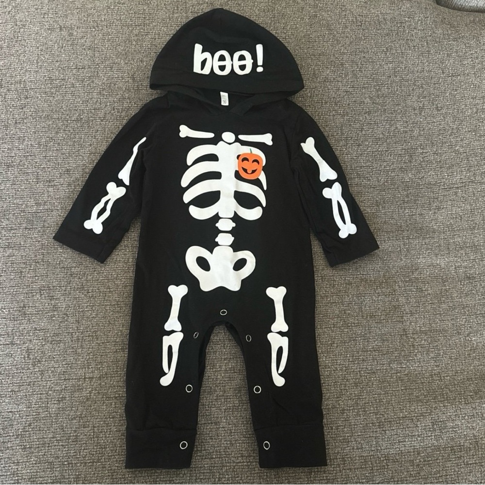Skeleton baby mameluko hoodie baby cloth for halloween